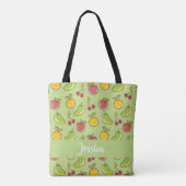 Groenpatroon verse zomervruchten tote bag (Achterkant)