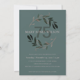 GROENPINK FOLIAGE WREATH ANY LEEF 75 BIRTHDAY KAAR BEDANKKAART