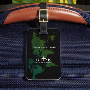 Groense Wereldkaart internationale reisservice op Bagagelabel