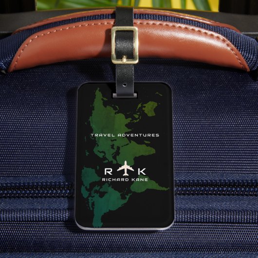 Groense Wereldkaart internationale reisservice op Bagagelabel (Voorkant Insitu 2)