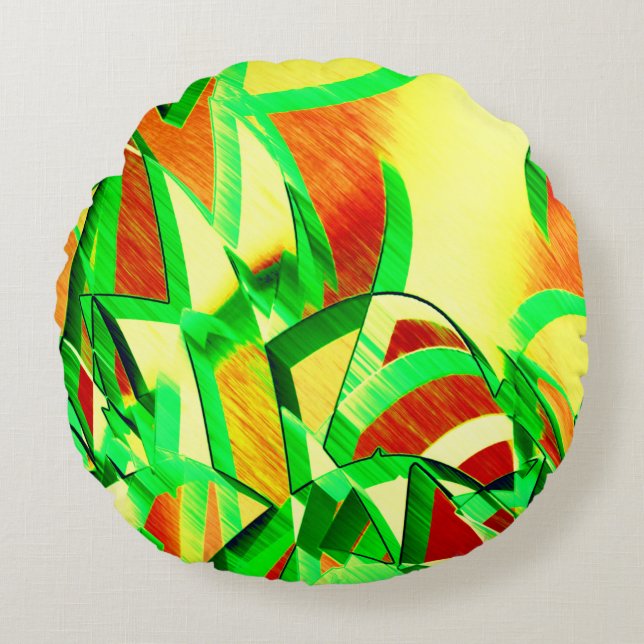 Groenste strepen over rood afbeelding met drizzel rond kussen (Voorkant)