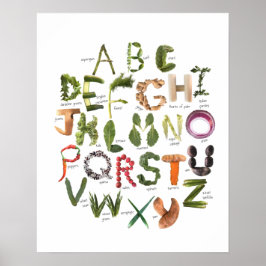 Groente Alfabet voor de moestuin peuterklas - Voed Poster