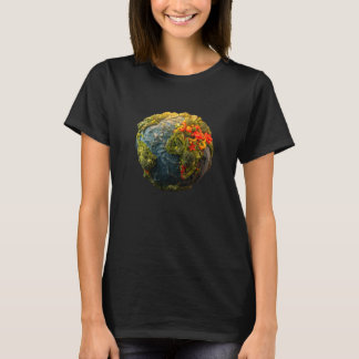 Groente Continenten van de Aarde Zwarte Korte Mouw T-shirt
