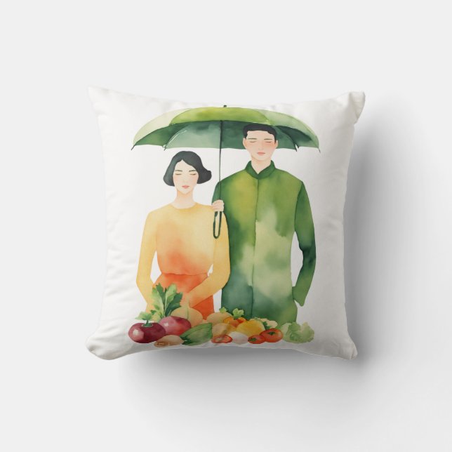 groente- en fruitshoppers kussen (Voorkant)
