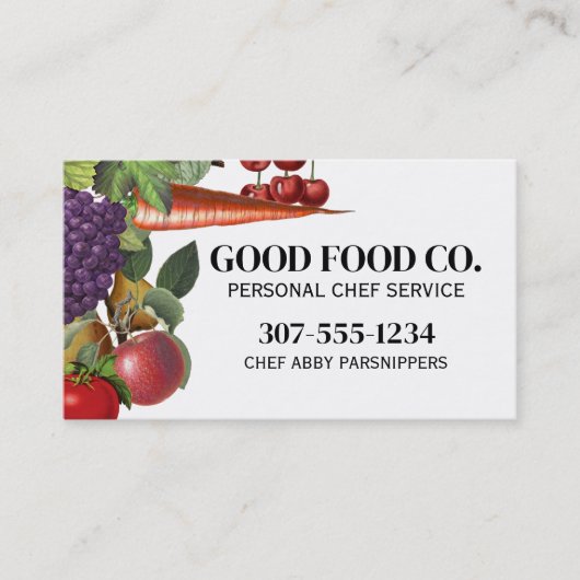 Groente- en fruittelers verhandelen kookvoeding visitekaartje (Voorkant)