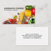 Groente en pasta op tafel visitekaartje (Voorkant / Achterkant)