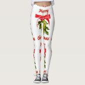 groente kerst rode bruine maretak leggings (Voorkant)