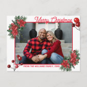 groente kerstfeest rode holly bessen bloesfoto briefkaart (Voorkant)