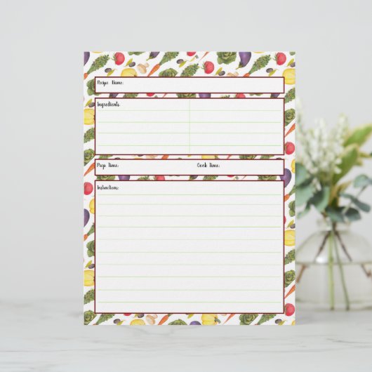 Groente Receptblad (Staand voorkant)