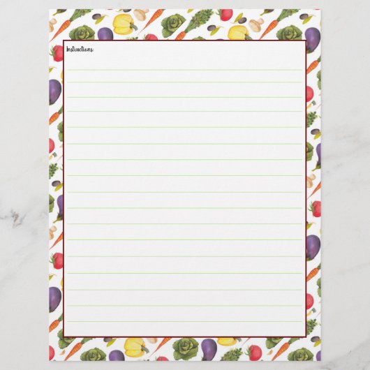 Groente Receptblad (Achterkant)