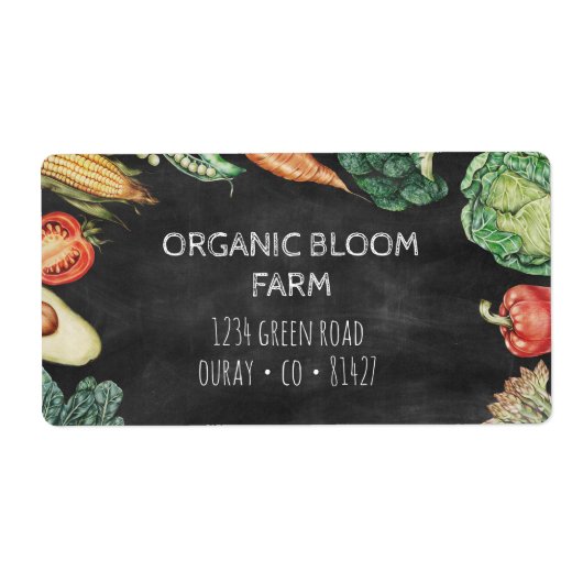 Groente Schoolbord Verzendadreslabel Etiket (Voorkant)