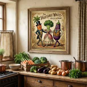 Groente Wals Dansende Groenten Vintage Victoriaans Perfect Poster