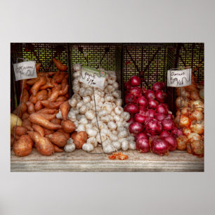 Groente - Zoete aardappelen, Knoflook en Uien Poster