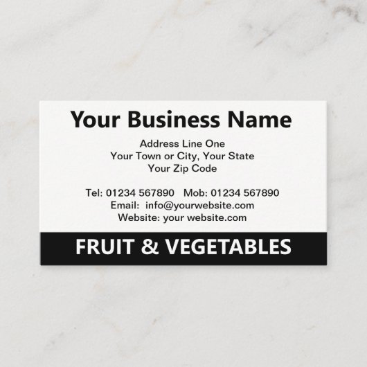 Groenteboer Fruit & Groenten QR-code Visitekaartje (Voorkant)