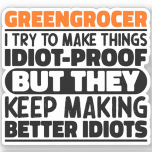 Groenteboer Ik probeer dingen grappig te maken uit Sticker
