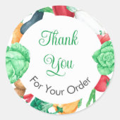 Groenteborder Bedankt voor uw bestelling Ronde Sticker (Voorkant)