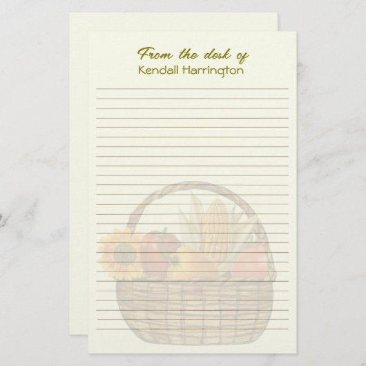 Groentemand gepersonaliseerde voering briefpapier (Voorkant / Achterkant)