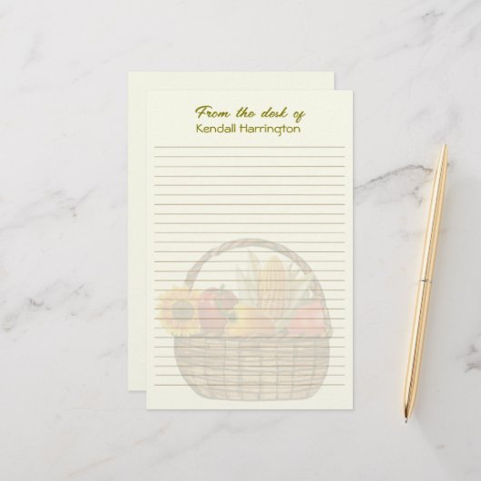 Groentemand gepersonaliseerde voering briefpapier (Voorkant / Achterkant in situ)