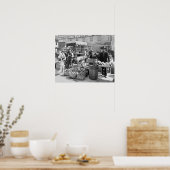 Groentemarkt, 1908. Oude foto Poster (Keuken)