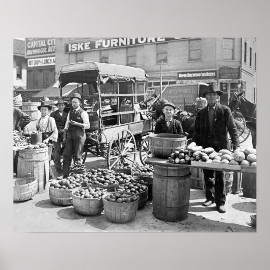 Groentemarkt, 1908. Oude foto Poster (Voorkant)