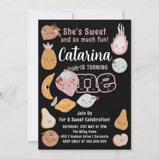 Groenten 1e verjaardag, Uitgesluisd fruit Kaart (Voorkant)