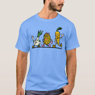 Groenten, aardappelen, wortelen en knoflook voor v t-shirt