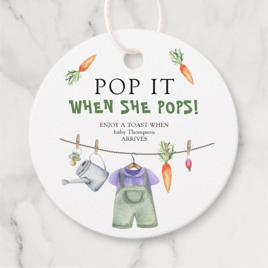 Groenten baby shower - Pop het! Als ze pop! Bedankjes Labels (Voorkant)