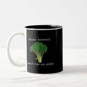 Groenten Broccoli houdt niet van jou D0100101A Tweekleurige Koffiemok