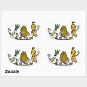 groenten-cartoon-wortelgroenten ovale sticker (Vel)