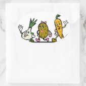 groenten-cartoon-wortelgroenten ovale sticker (Tas)