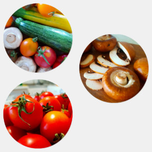 Groenten, Champignon, Tomaten, bestemd voor de keu Labels