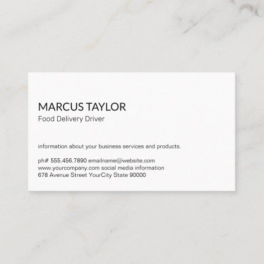 Groenten | Diensten voor voedselbezorging Visitekaartje (Achterkant)