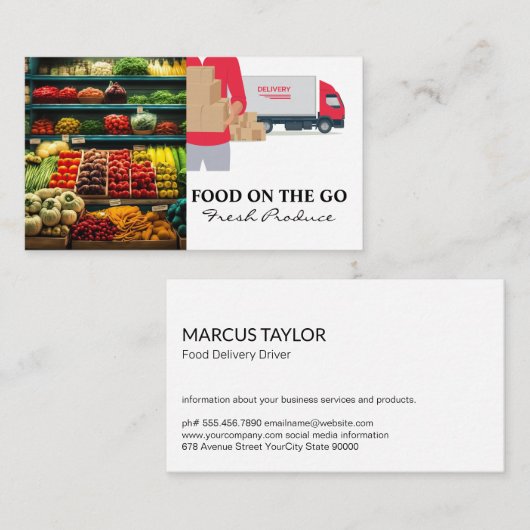 Groenten | Diensten voor voedselbezorging Visitekaartje (Voorkant / Achterkant)