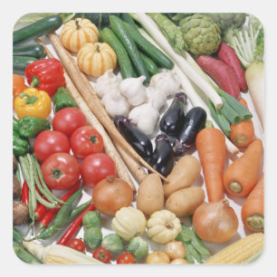 Groenten en fruit 6 vierkante sticker