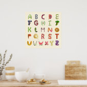 Groenten en fruit Alphabet Art - gezonde voedingsm Poster (Keuken)