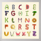 Groenten en fruit Alphabet Art - gezonde voedingsm Poster (Voorkant)