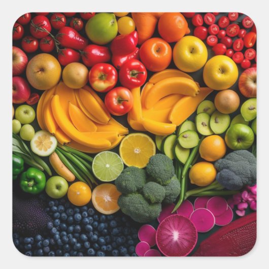 Groenten en fruit Gezondheid van de voeding Vierkante Sticker (Voorkant)