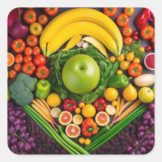 Groenten en fruit Gezondheid van de voeding Vierkante Sticker (Voorkant)