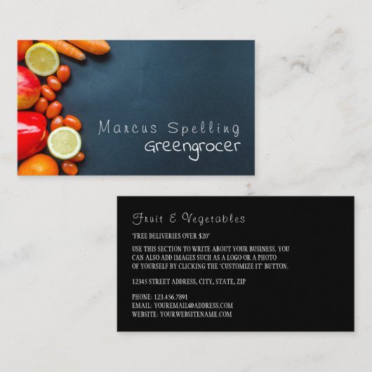 Groenten en fruit, Groenmolen Visitekaartje (Voorkant / Achterkant)