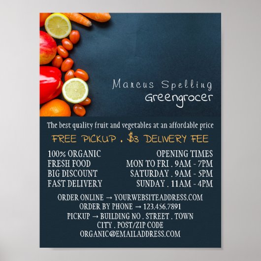 Groenten en fruit, groenteboer Adverteren Poster (Voorkant)