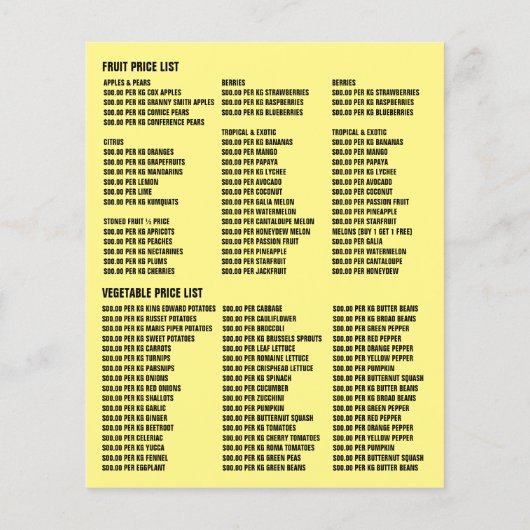 Groenten en fruit, groenvoedergewassen, Adverteren Flyer (Achterkant)