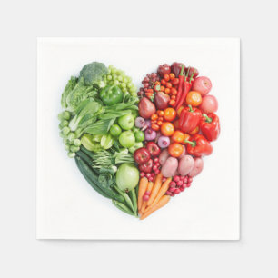 Groenten en fruit hart servetten