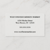 Groenten en fruit Lijst Farmer's Market CSA Visitekaartje (Achterkant)