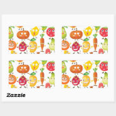 Groenten en fruit met gezicht rechthoekige sticker (Vel)