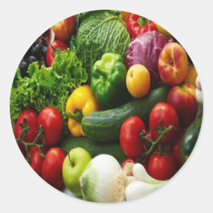 GROENTEN EN FRUIT RONDE STICKER