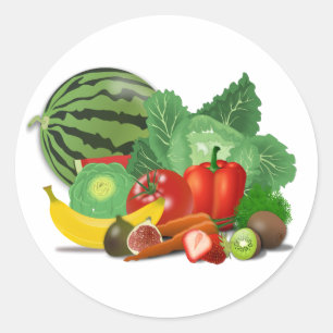 Groenten en fruit ronde sticker