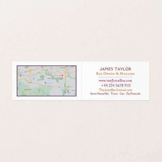 Groenten en fruit, sappelbast, gedetailleerd visitekaartje (Binnenkant ongevouwen)