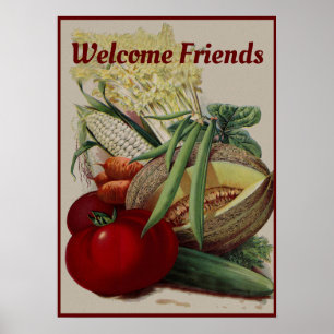 groenten en fruit Welkom Friends Kitchen Poster