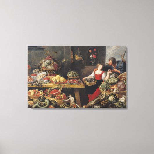 Groenten- en fruitmarkt canvas afdruk (Voorkant)