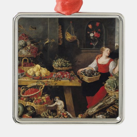 Groenten- en fruitmarkt metalen ornament (Voorkant)